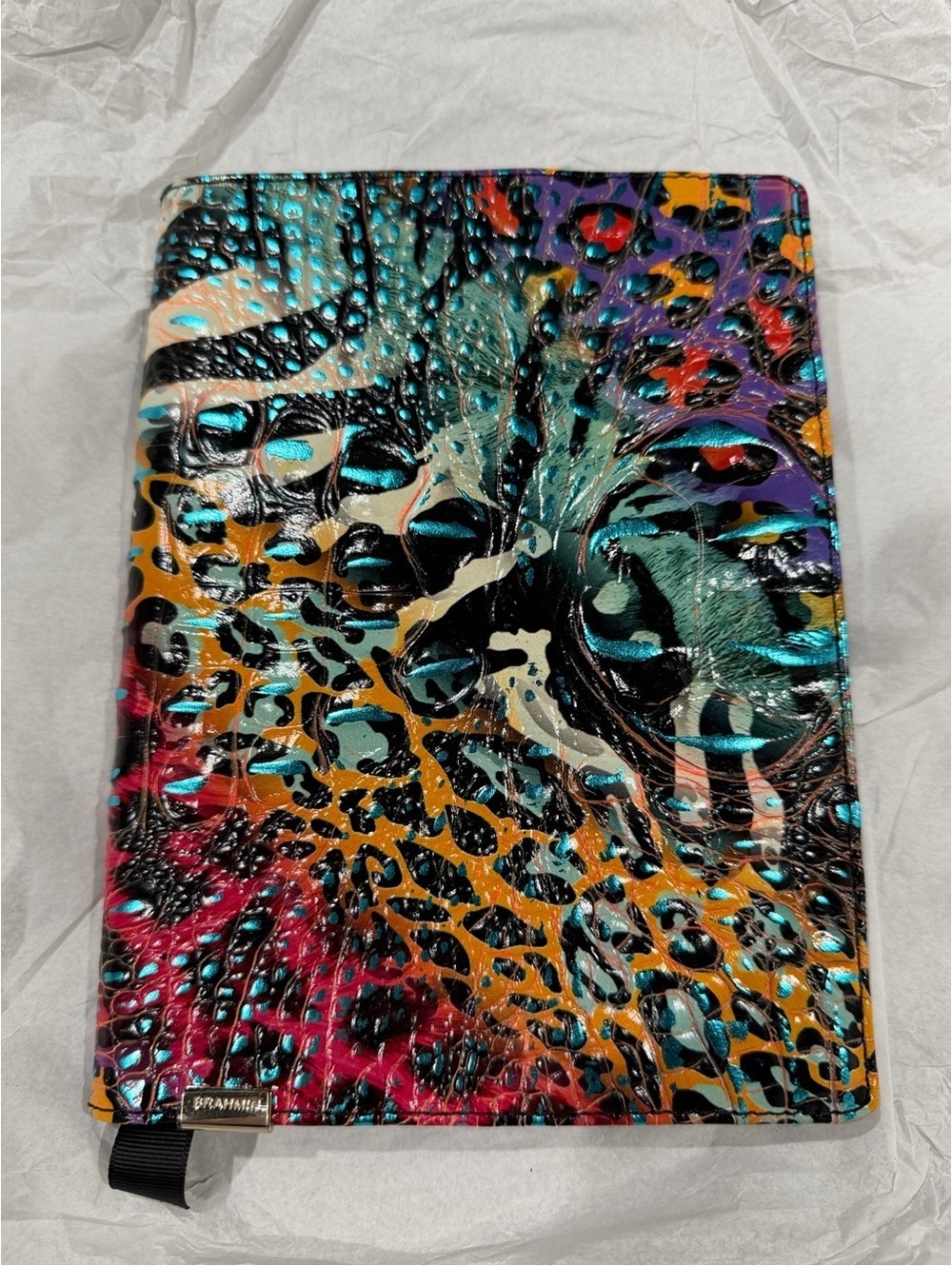 Brahmin Rare Multicolor Stampede Croc Embossed Genuine Leather Notebook NEW